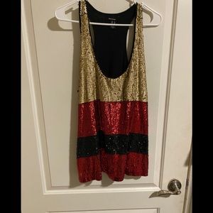 Dkny striped sequin racer back tank top blouse holidays New Years Christmas